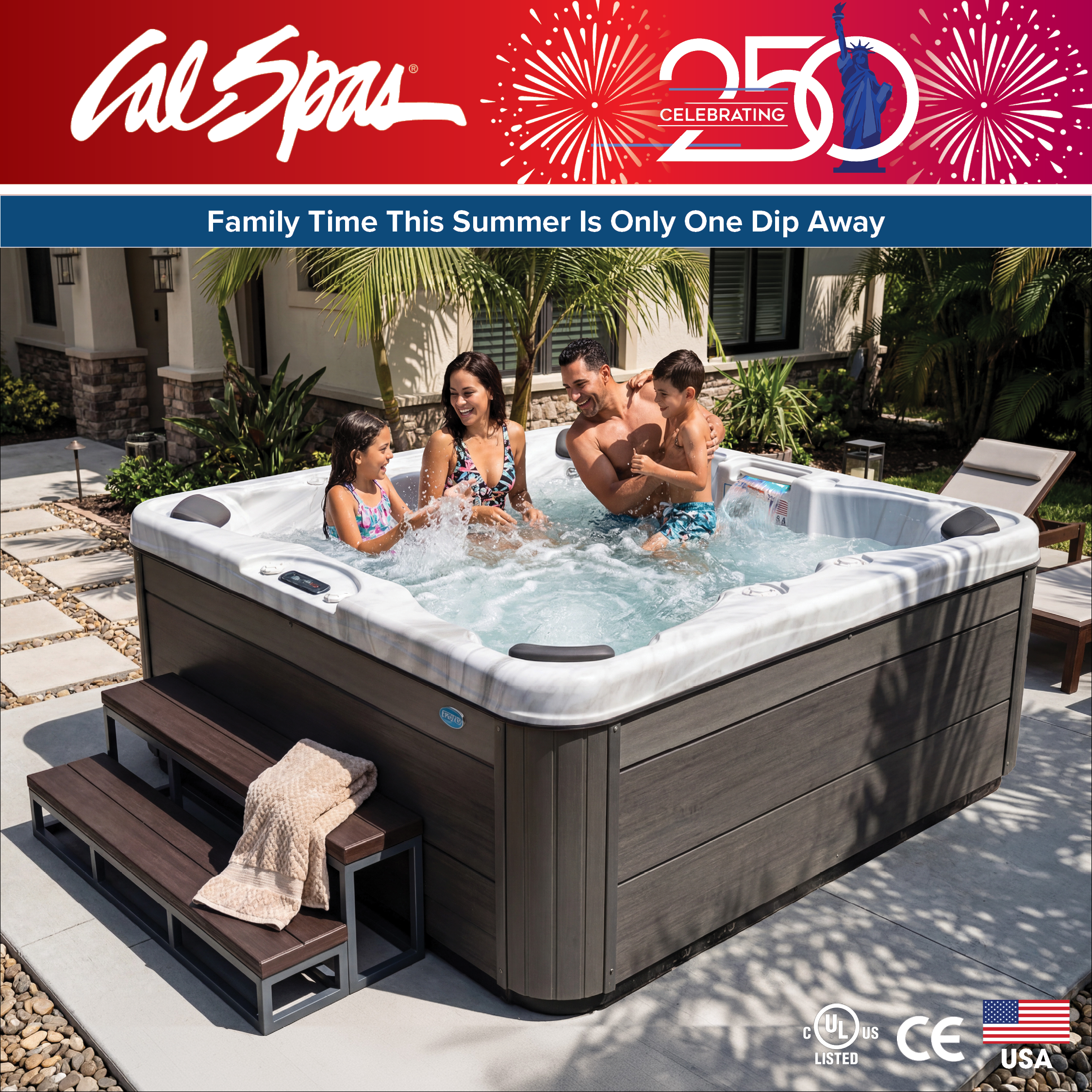 Calspas hot tub being used in a family setting - Idaho Falls